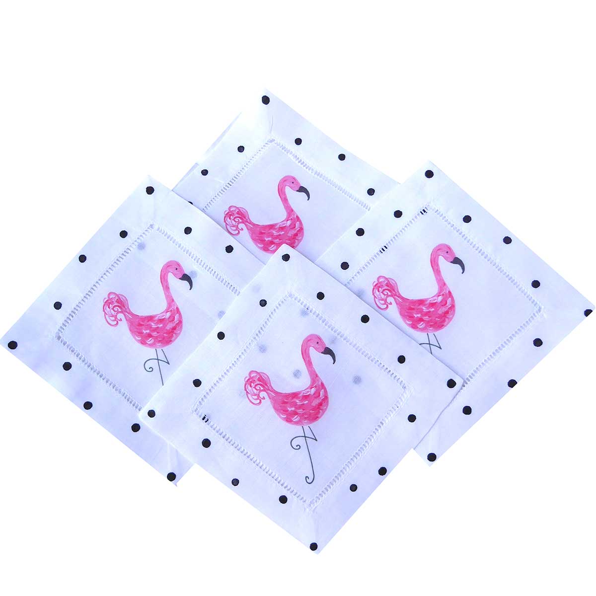 Pink Flamingo Linen Cocktail Napkins