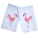 Pink Flamingo Linen Guest Towel Set