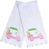 Pink Golf Cart Tea Towel