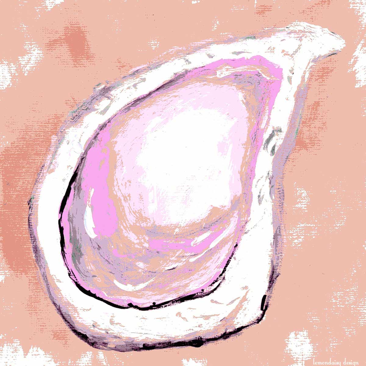 Pink Oyster Art Tea Towel
