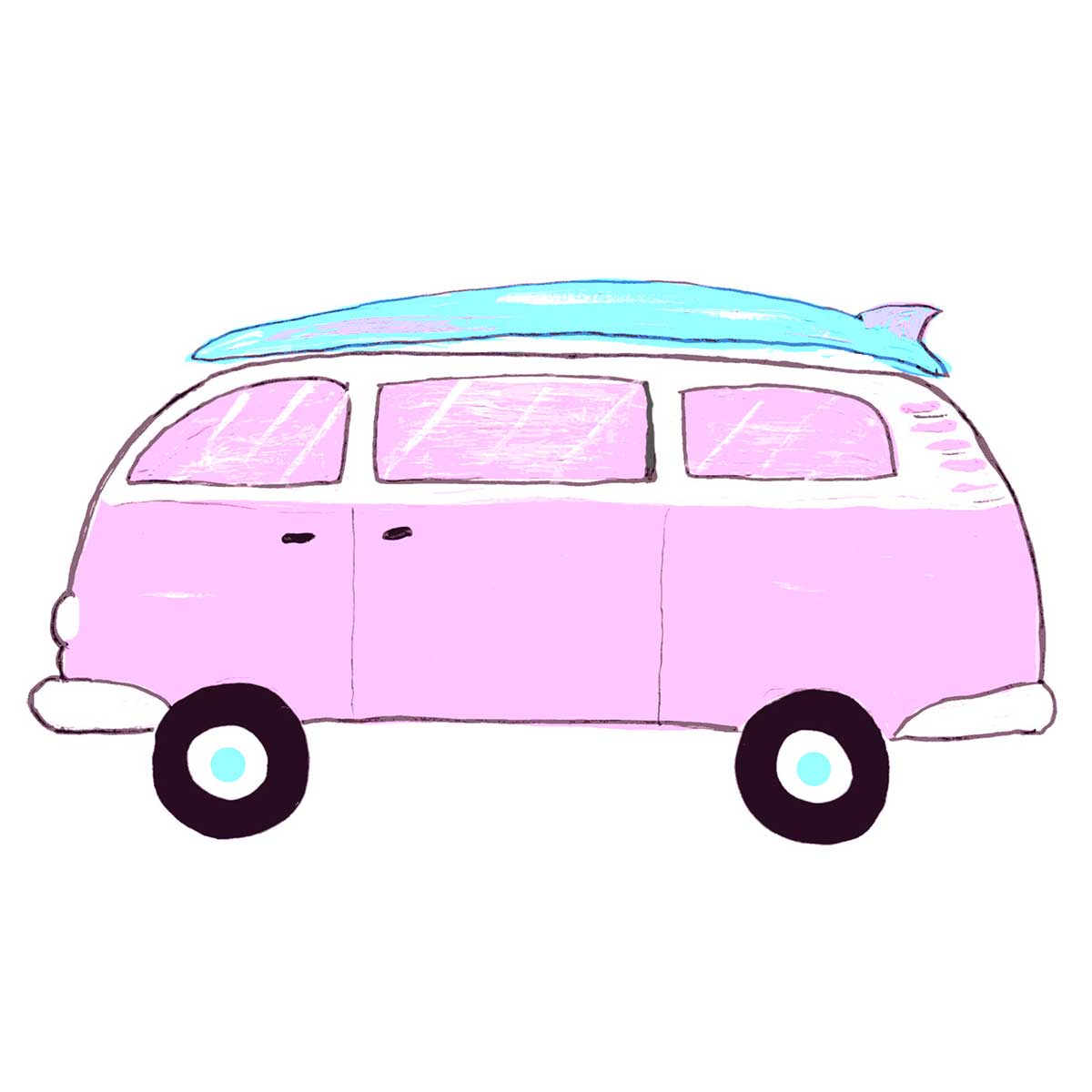 Pink Surf Beach VW Kitchen Towel