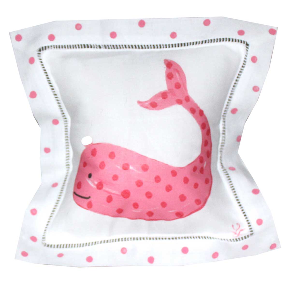 Pink Whale Linen Pillow