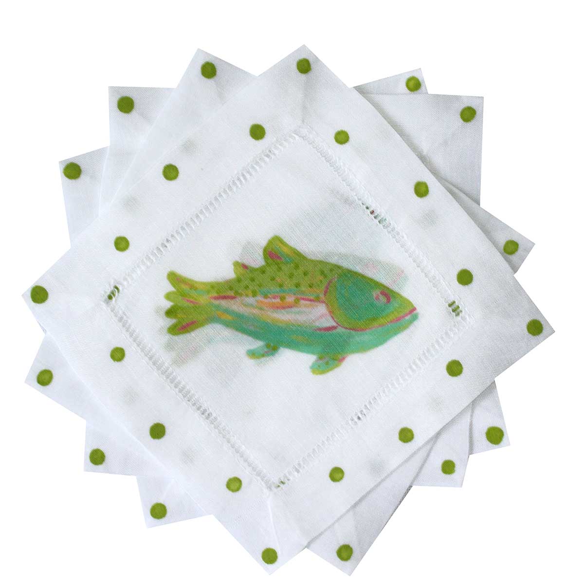 Rainbow Trout Linen Cocktail Napkins - Thumbnail 3