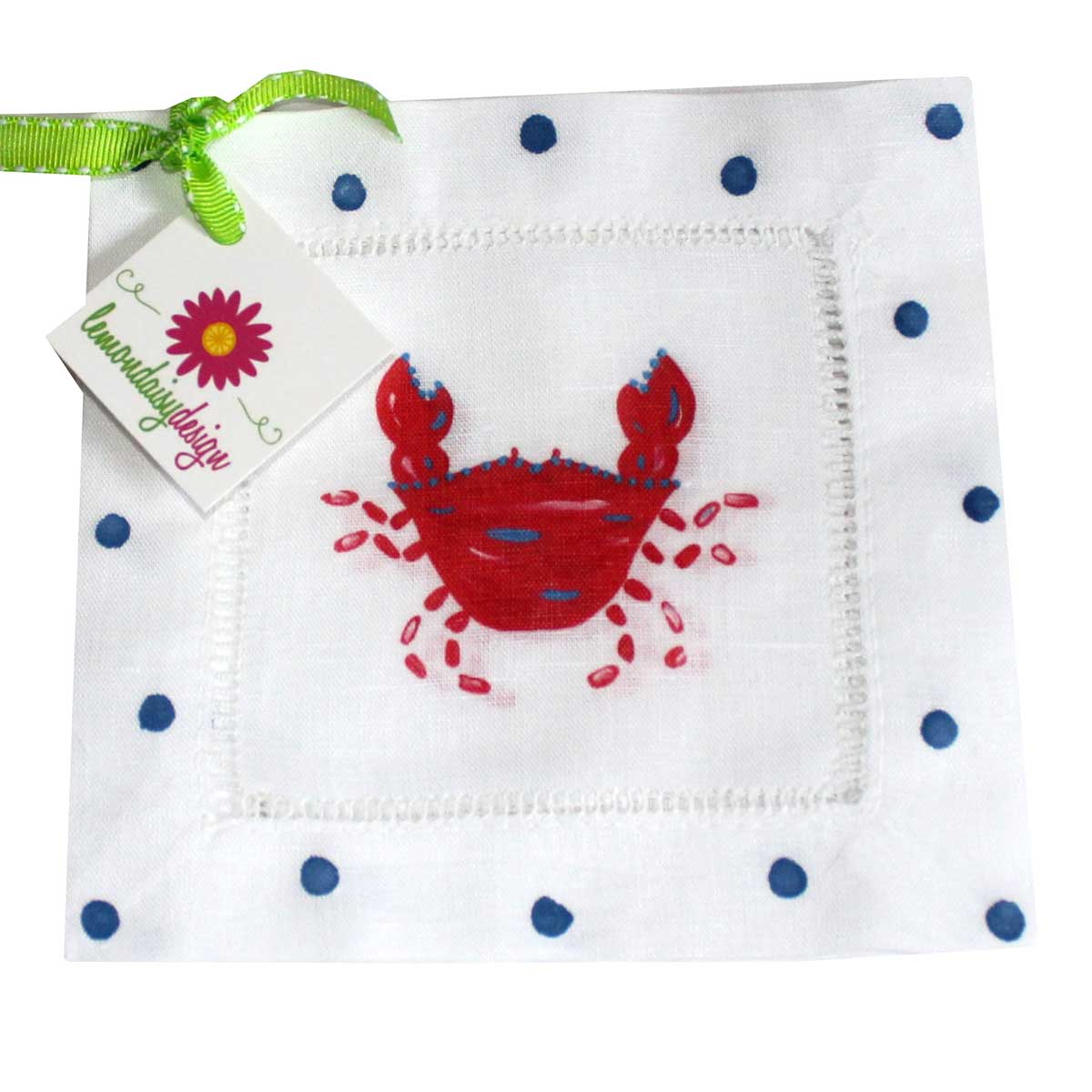 Crab Linen Cocktail Napkins - Thumbnail 3
