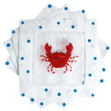 Red Crab Linen Cocktail Napkin
