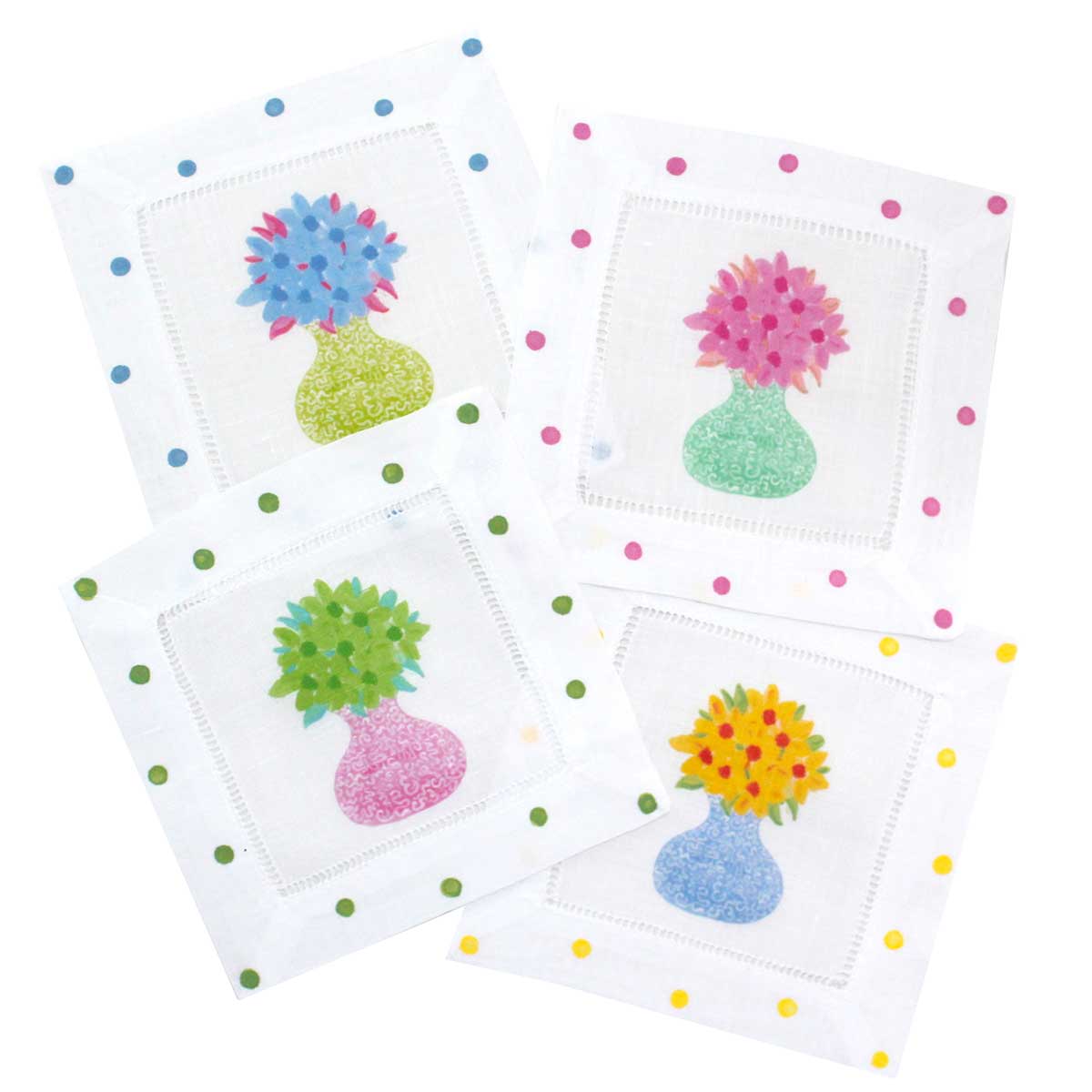 Spring Flower Linen Cocktail Napkins