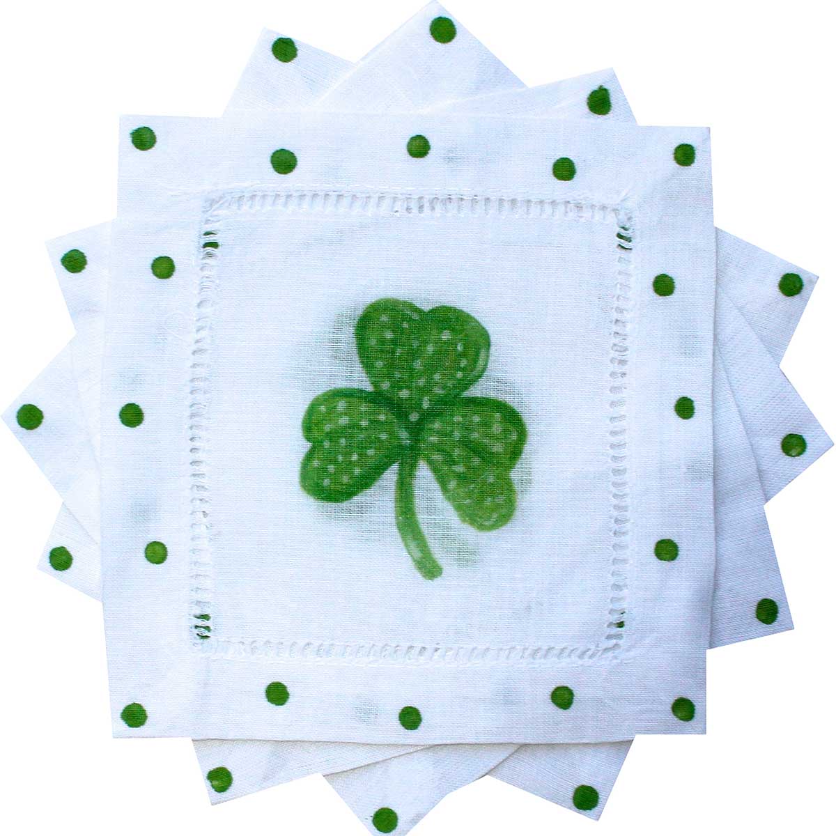 Shamrock cocktail napkin set, hand 2024 embroidered, hostess gift, wedding shower, housewarming gift, linen coasters, St. Patrick, lucky shamrock