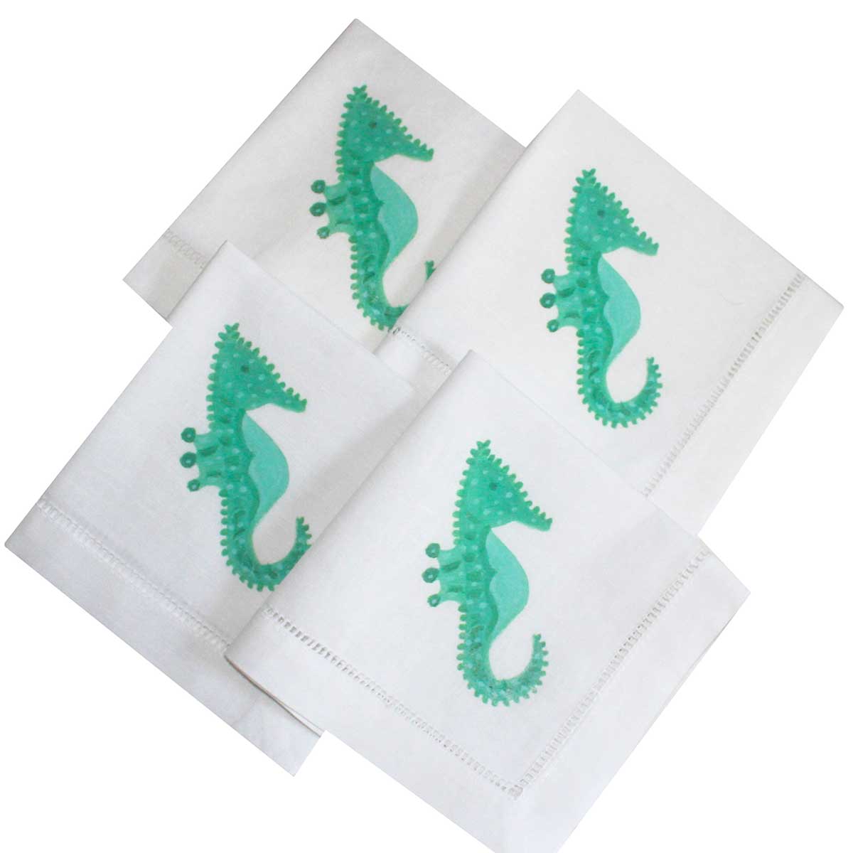 Seahorse Linen Cocktail Napkins - Thumbnail 2