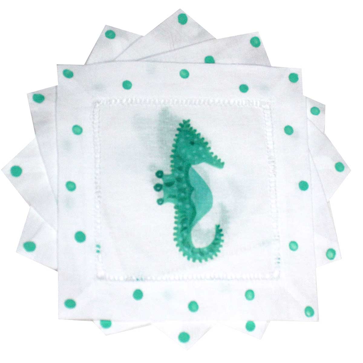 Seahorse Linen Cocktail Napkins - Thumbnail 4