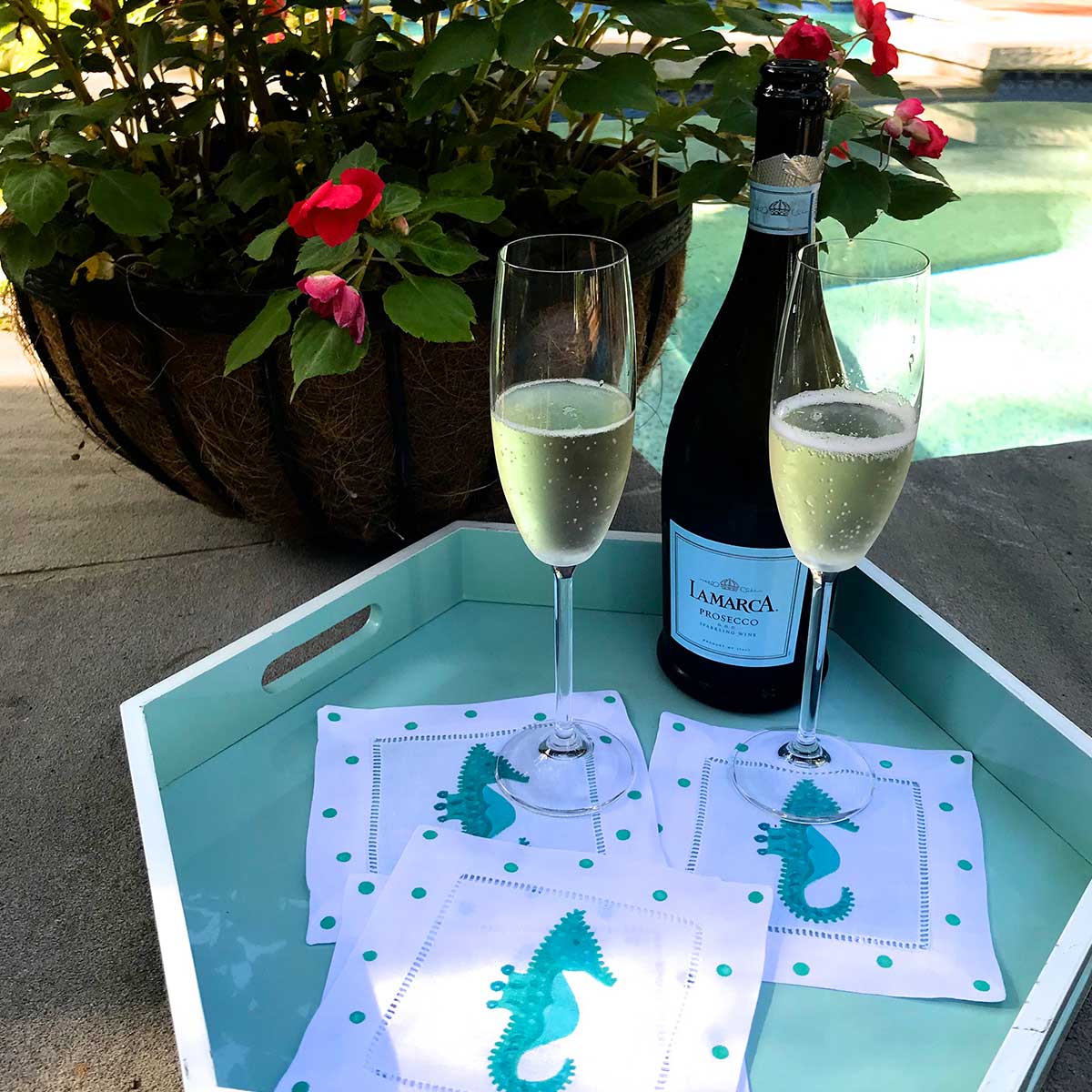 Seahorse Linen Cocktail Napkins - Thumbnail 3