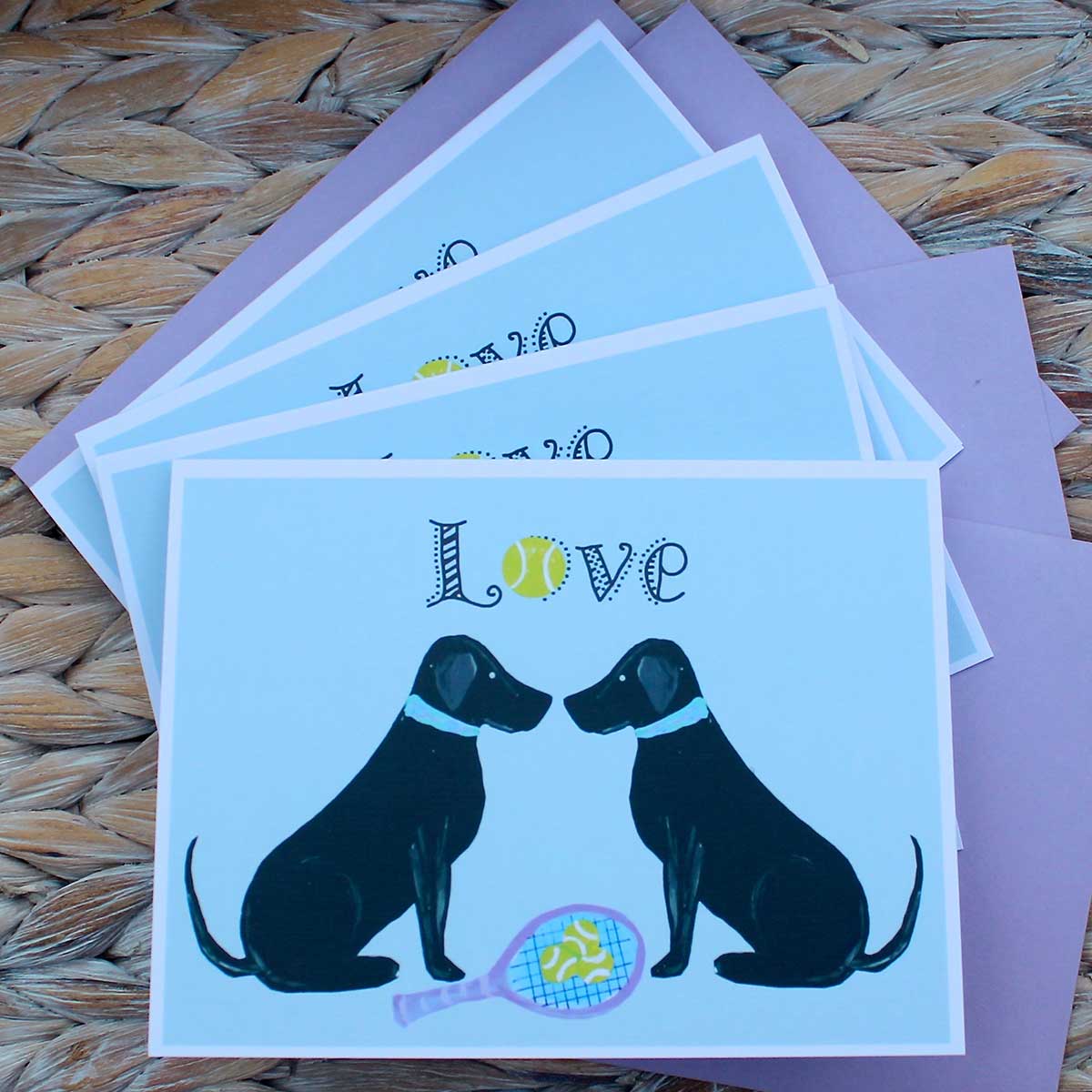 Tennis Dogs Love Notecard Set