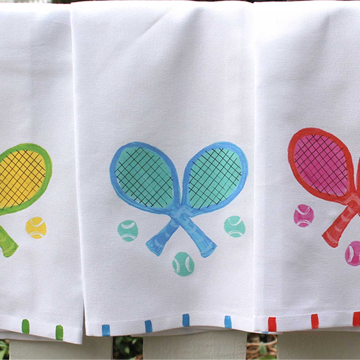Blue Colorful Tennis Racquet Kitchen Towel
