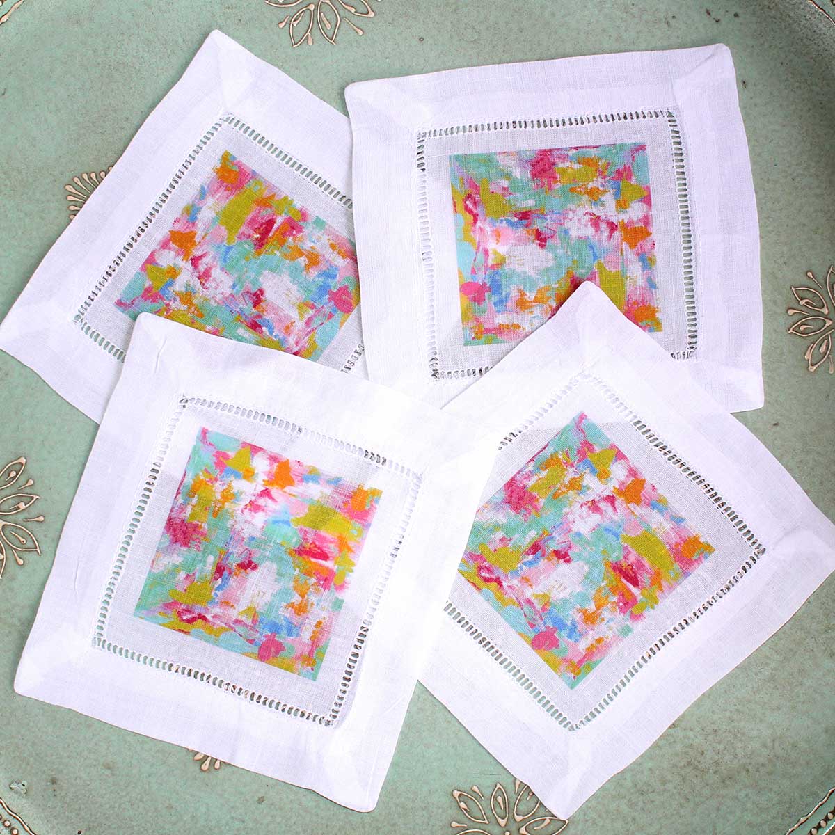 Tropical Abstract Linen Cocktail Napkins