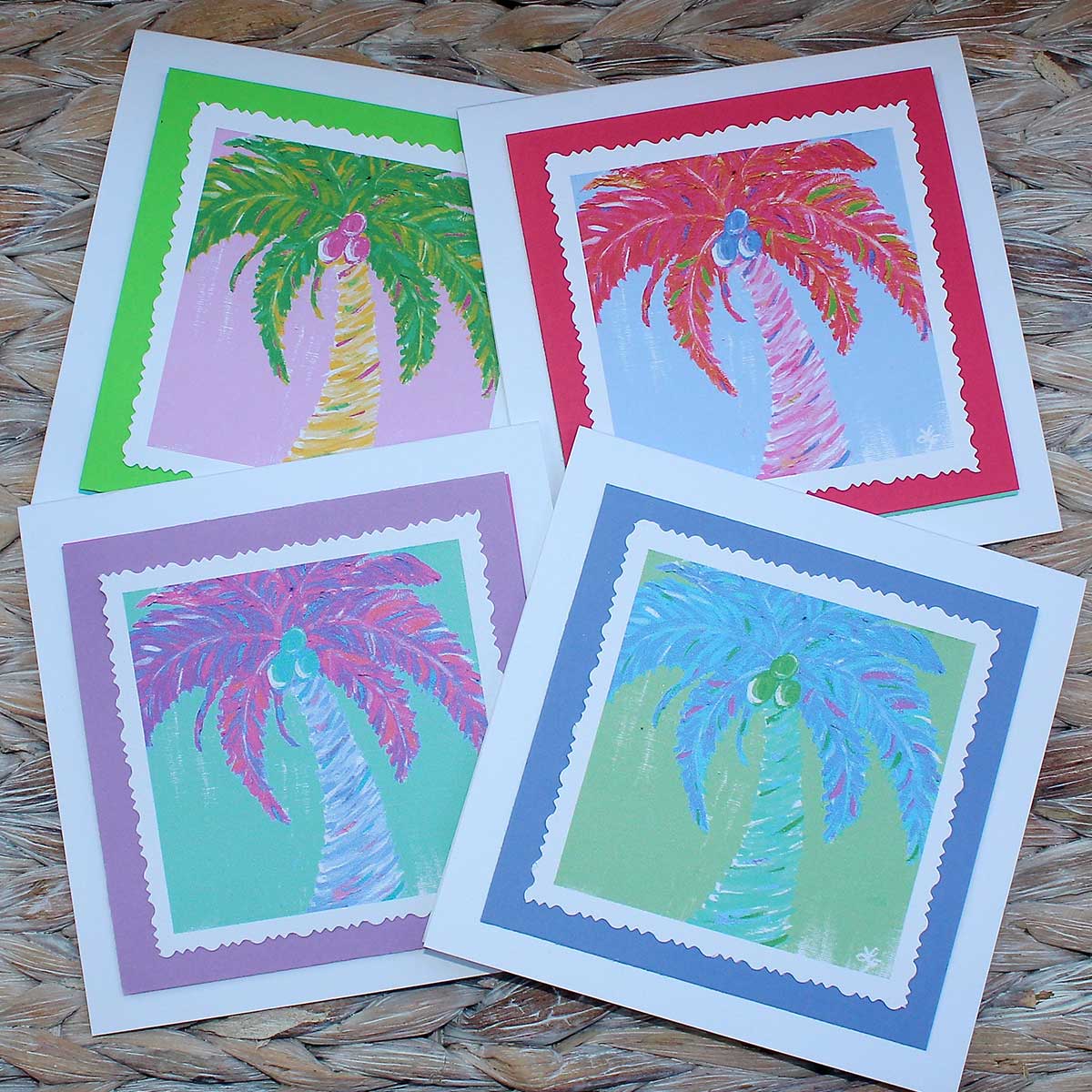 Tropical Palm Tree Hand Cut Notecard Set