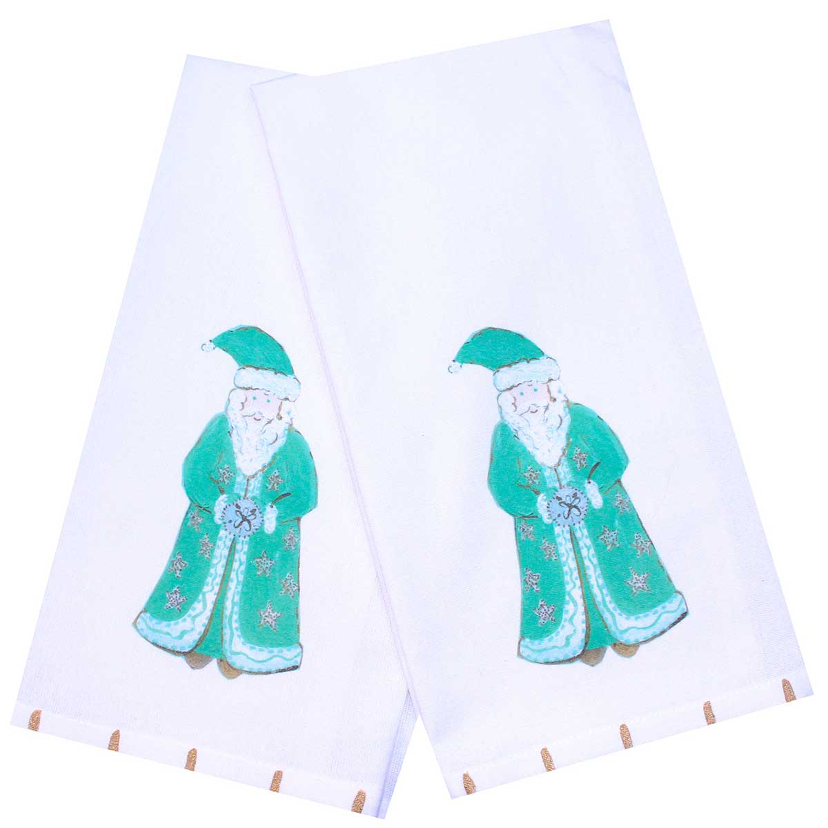 Turquoise Coastal Santa Tea Towel