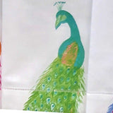Turquoise Colorful Peacock Linen Guest Towel