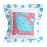 Turquoise Crab Beach Linen Pillow