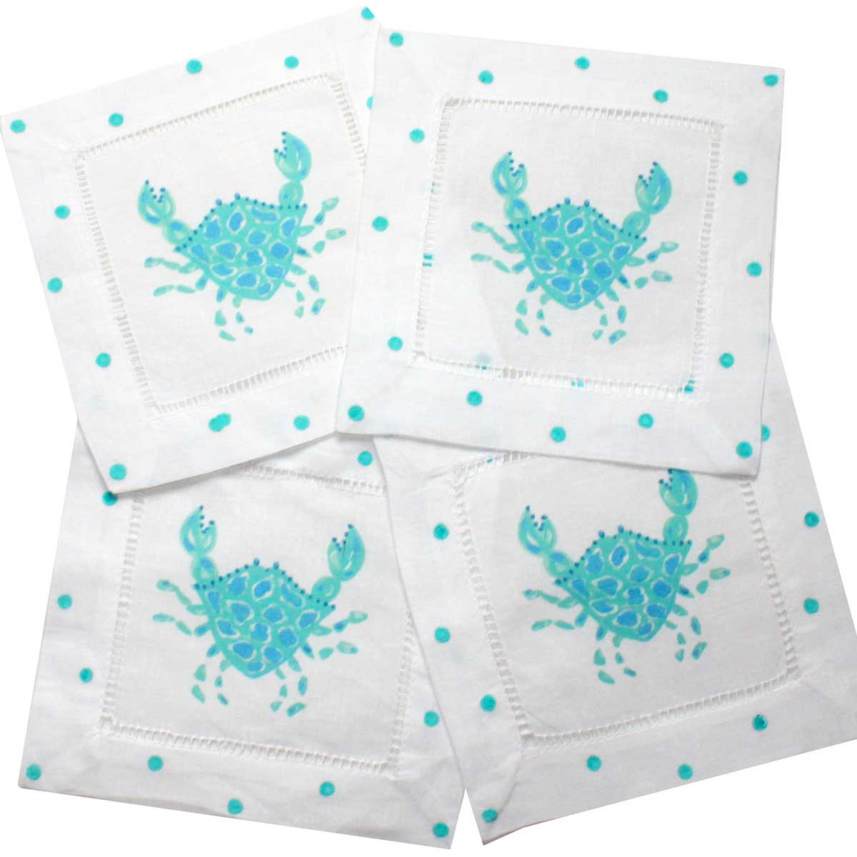 Crab Linen Cocktail Napkins - Thumbnail 4