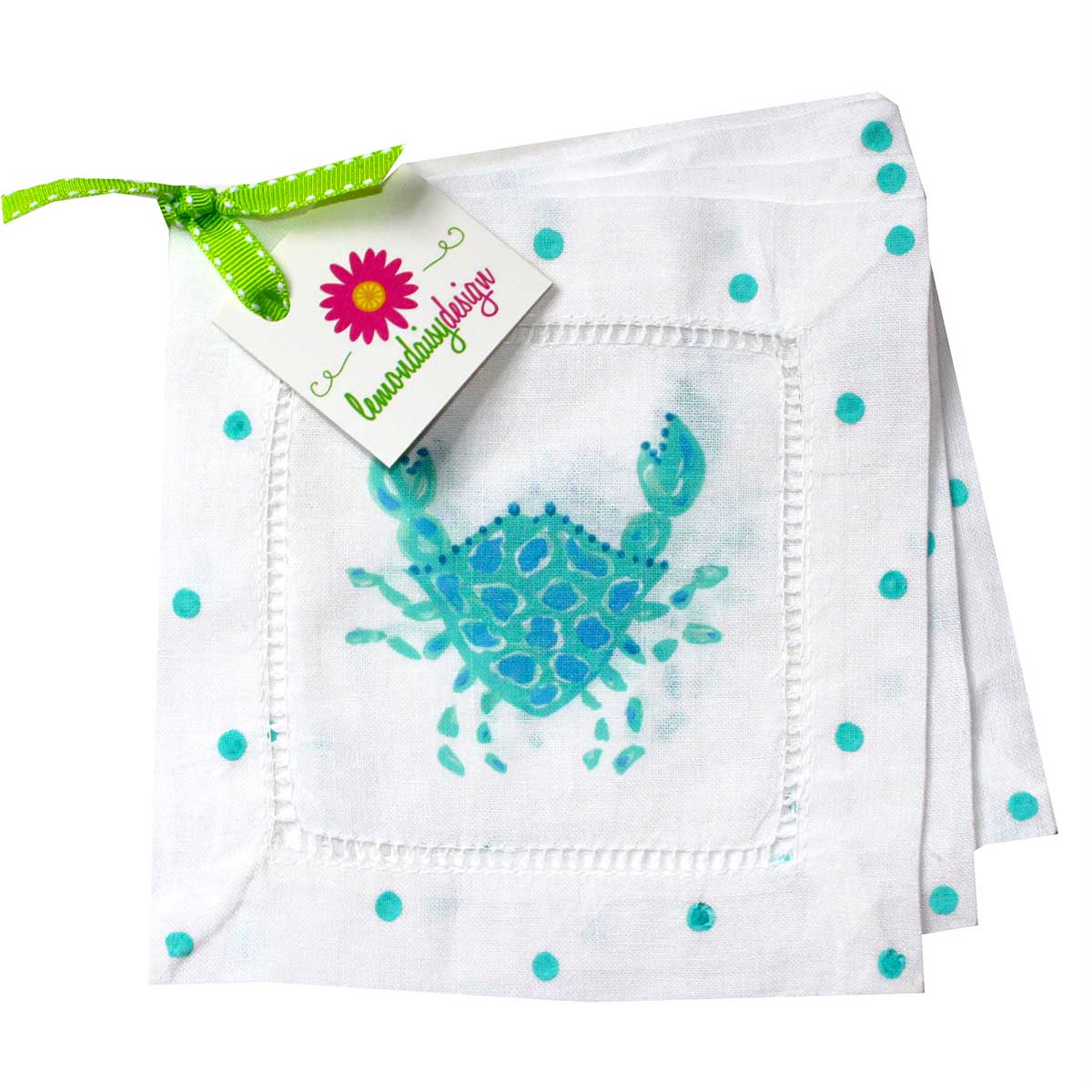 Crab Linen Cocktail Napkins - Thumbnail 2