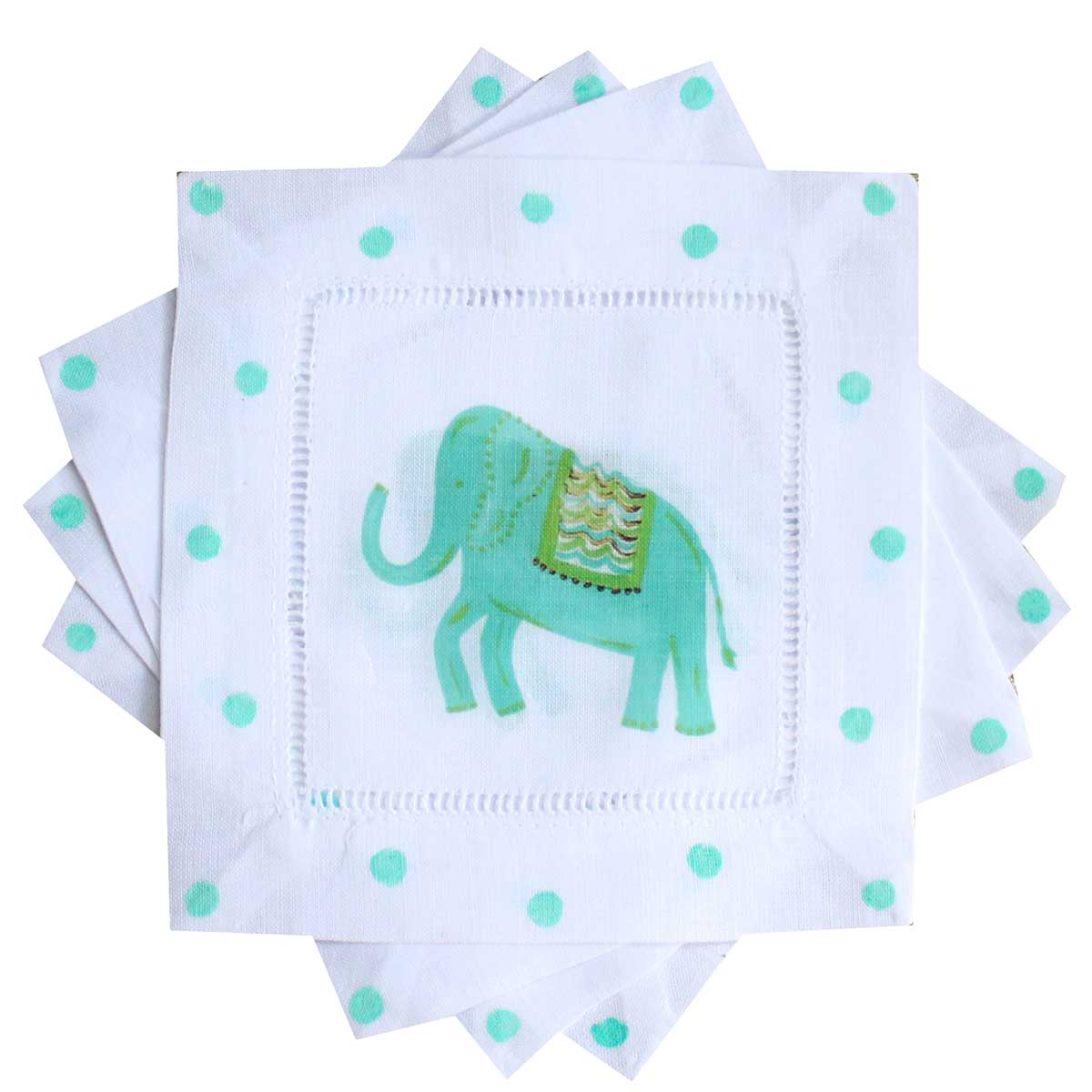 Elephant Linen Cocktail Napkins - Thumbnail 2