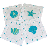 Turquoise Shell Linen Cocktail Napkins