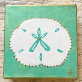Turquoise and Gold Sand Dollar Painting