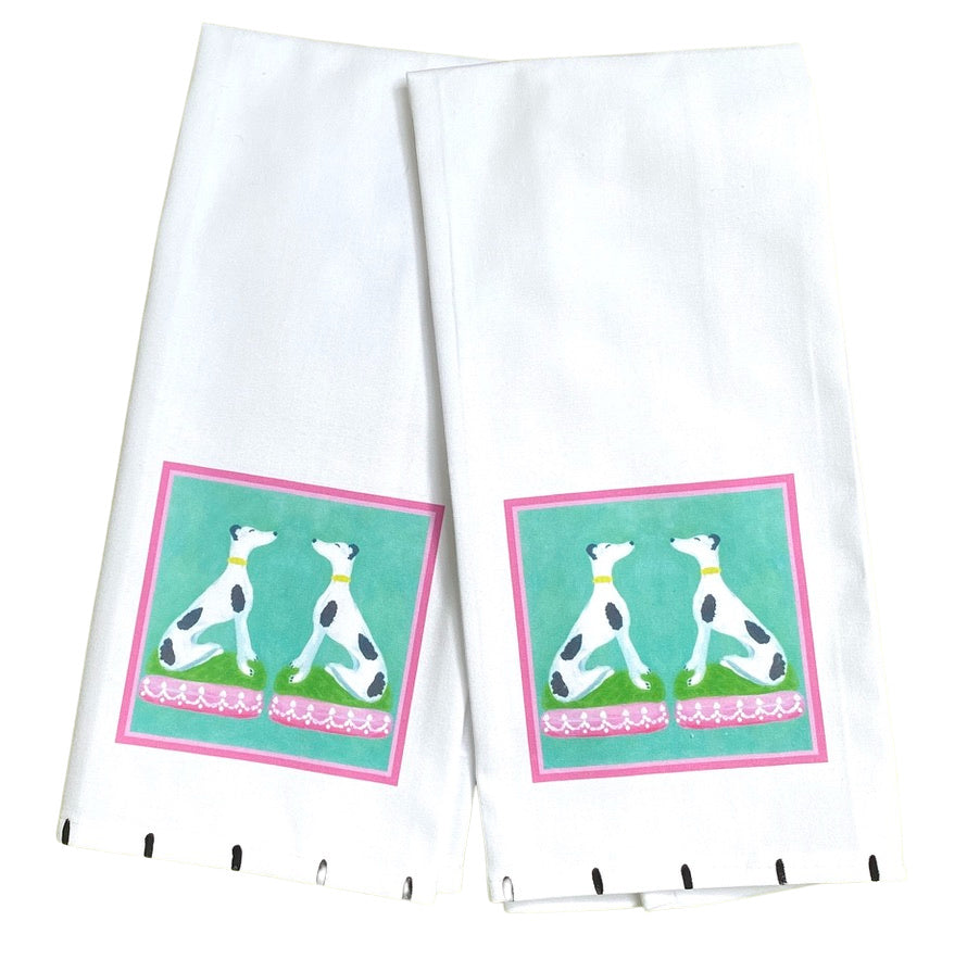 Whimsical Whippets Tea Towel