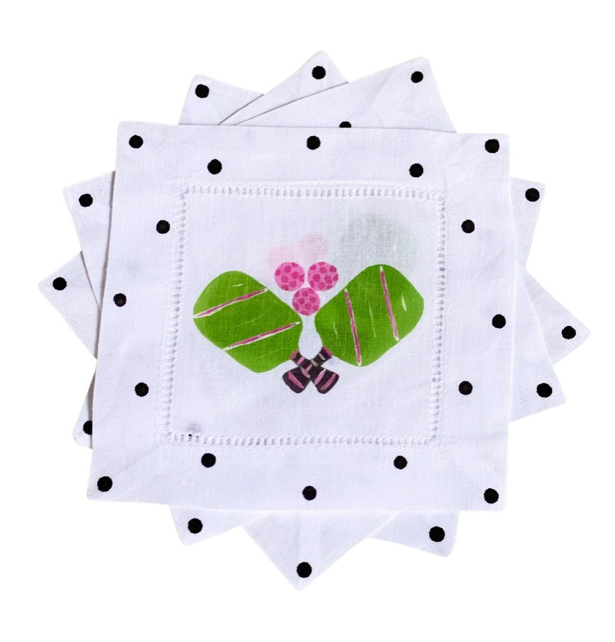 Pickleball Linen Cocktail Napkins