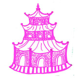 Pink Chinoiserie Pagoda Tea Towel
