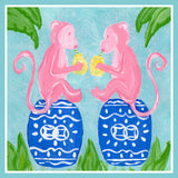 Chinoiserie Pink Monkeys 8x8 Print