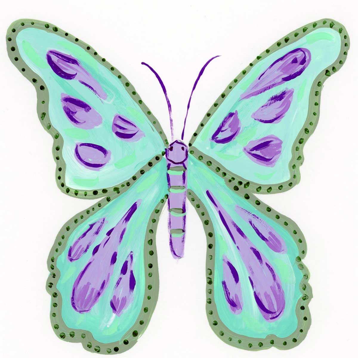 Purple Turquoise Butterfly Linen Guest Towel