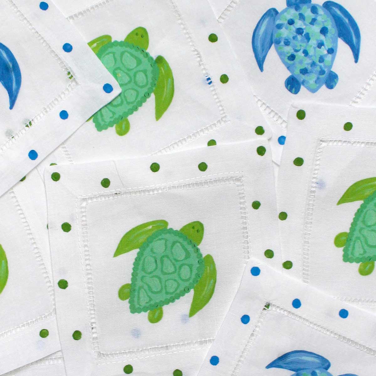 Sea Turtle Linen Cocktail Napkins - Thumbnail 2
